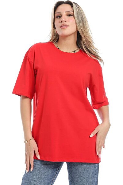 andora Womens Short Sleeve Shirt Oversized Plain Cotton