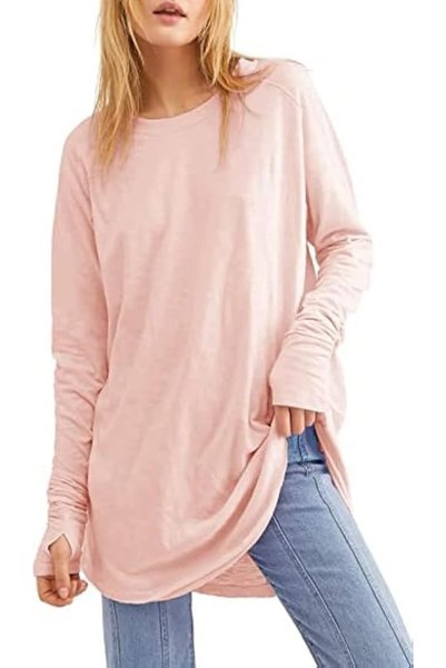 GENERAL Ebifin Long Sleeve Women's Long Shirt Crew Neck Long Sleeve Top Shirt...