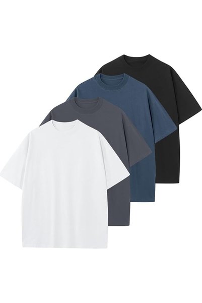 GENERAL KEEPSHOWING Men's Cotton T-Shirts Oversized Unisex Short Sleeve Crew ...