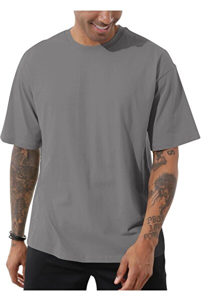GENERAL Men's Fashion Loose Fit Crewneck Solid T-Shirt Athletic Lightweight S...