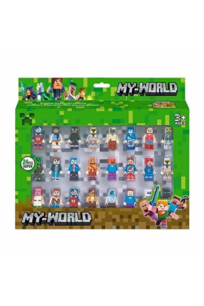 OEM Set of 24 figures, Power4®, Minecraft, with weapon accessories, Multicolor