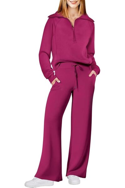 GENERAL Women's Two Piece Outfits Sweatsuit Sets Oversized Half Zip Sweatshir...