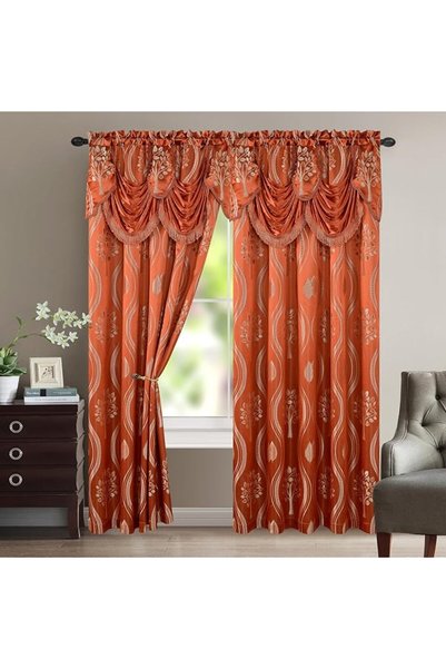 Elegant Comfort مجموعة ستائر فاخرة وجميلة مع كشكشة مرفقة وطبقة خلفية مقاس 54 ...
