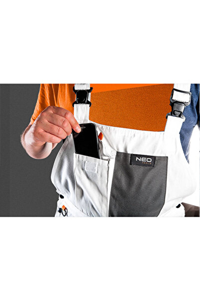 NEO Tools Pantalon cu pieptar de lucru albi 81-140