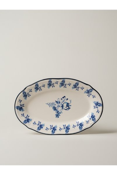 Minihol Delftware Porselen Oval Servis Tabağı (26 cm)