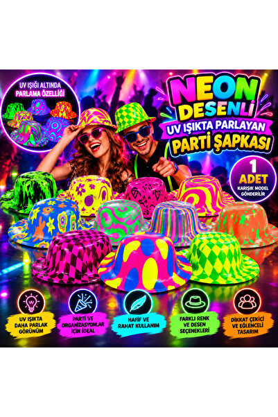 NW NessiWorld Șapcă de petrecere cu model neon care strălucește la lumina UV ...