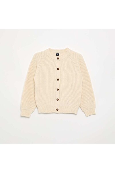 KIABI Plain Long-Sleeved Cardigan Ecru