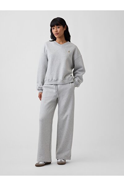 GAP Kadın Açık Gri Relaxed Brannan Bear Straight-Leg Eşofman Altı
