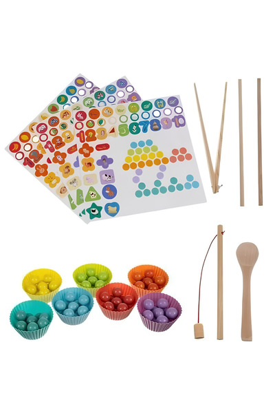 varioshop ®   Joc educativ din lemn, Culori, Coordonare, Mărgele, Pești, Nume...