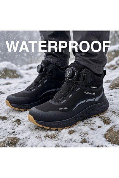 BUCKHEAD unisex çocuk siyah waterproof outdoor bot , oto bağcık , kaymaz taba...