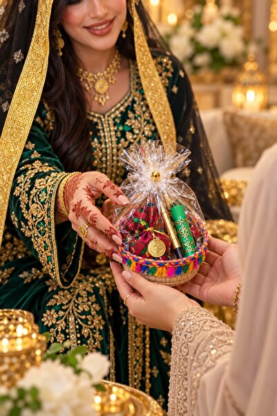 Generic Henna Night Gift Tray with 12 Baskets, Kajal, Magic Lipstick & Henna | توزيعات حناء