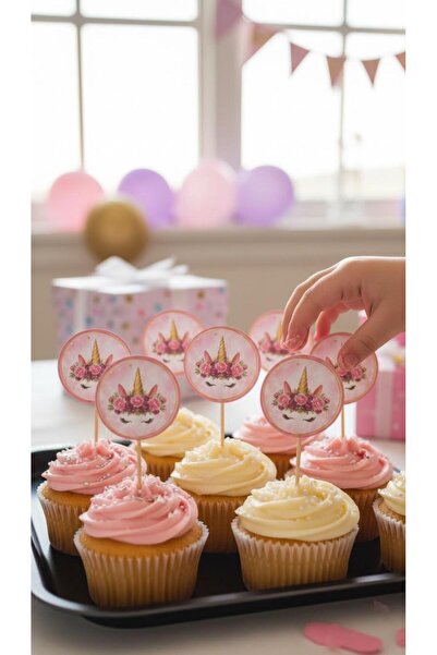 Cadde Süs Ornament cu tematică unicorn cu coarne, set de 20 de scobitori