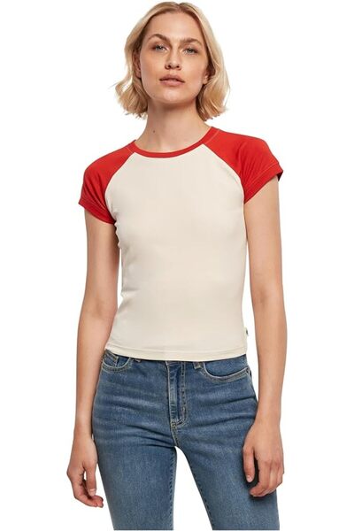 Urban Classics Women's Ladies Organic Stretch Short Retro Baseball Tee T-Shirt