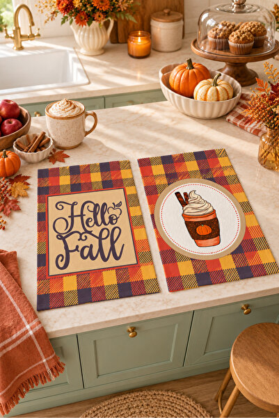 milbaygrup Spice Latte Plaid Brown Patterned 2-Piece Kitchen Towel Set 35X55