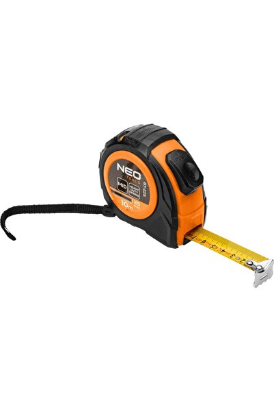 NEO Tools Banda de masurat din otel 10 m x 25 mm, cu blocare automata, doua b...