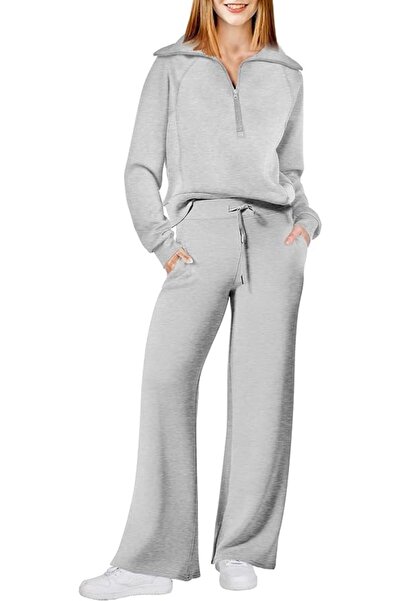 GENERAL Women's Two Piece Outfits Sweatsuit Sets Oversized Half Zip Sweatshir...