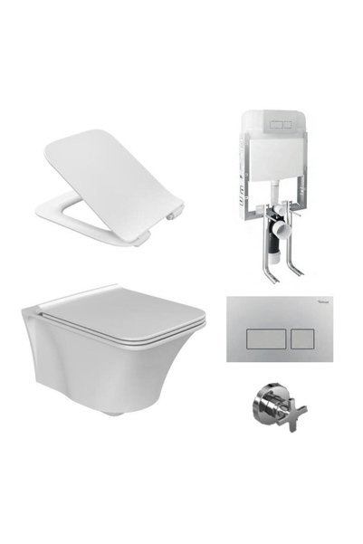 TURKUAZSERAMİK Turkuaz İbiza Rimless Asma Klozet ve Gömme Rezervuar Tam Set