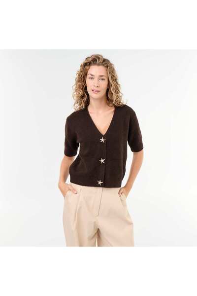 KIABI Sleeveless V-Neck Vest Brown