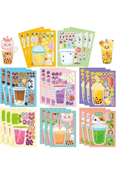 EXCEFORE 24PCS Bubble Tea DIY Stickers - Adorable Milk Tea Craft Stickers for...