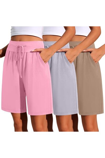 NEER 3 Pack Womens Wide Leg High Waist Bermuda Shorts