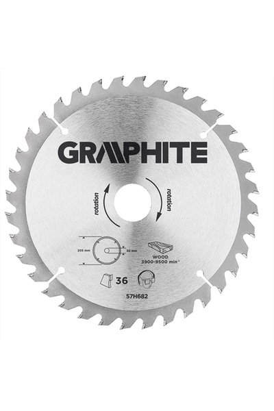 graphite Panza ferastrau circular 36 dinti varfuri HM 205x30mm 57H682