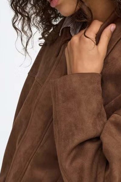 ONLY Onlmoon-Stina Women's Faux Suede Bomber Jacket Soft Silt Tan