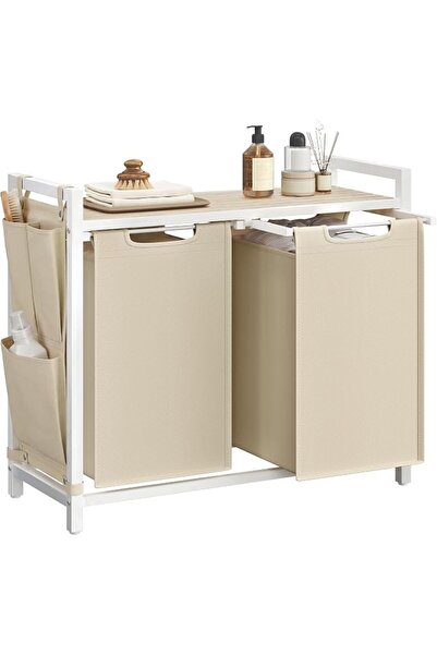 VASAGLE BLH201B01V1 Dirty Laundry Basket, 2 Compartments, Bin, with 2 Removab...