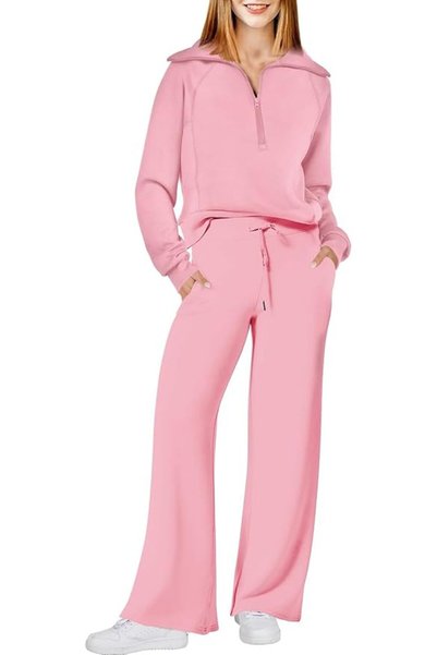 GENERAL Women's Two Piece Outfits Sweatsuit Sets Oversized Half Zip Sweatshir...