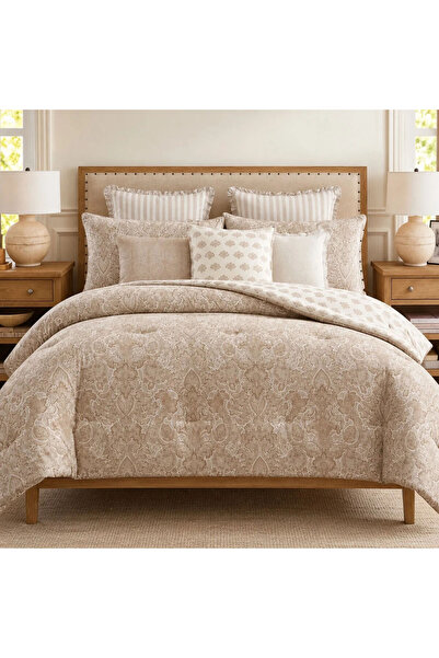 Orange Bed & Bath Scarlette Taupe | طقم لحاف قطن 100% مزدوج 11 قطعة