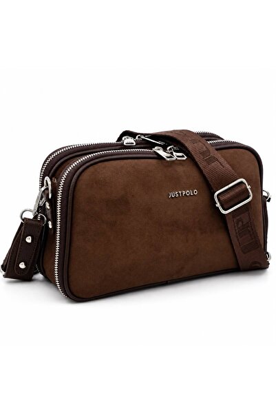 Just Polo Women's Suede 5-Compartment Shoulder and Crossbody Bag (Size 27X18 cm)