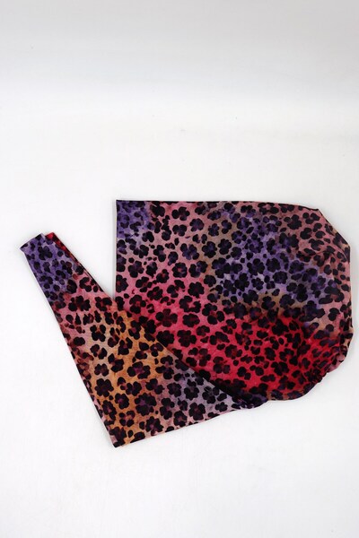 hadiora Women's Multi-Colored Leopard Patterned Ready-To-Wear Scarf with Tie at the Back, Practical Shawl Bonnet
