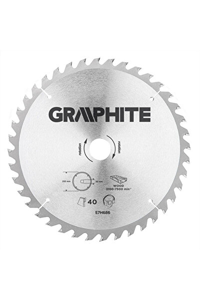 graphite Panza ferastrau circular 40 dinti varfuri HM 255x30mm 57H686