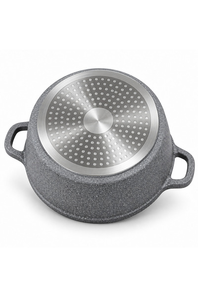 Swan Oală SW15-GREY, 5 L, 26 cm, înveliș antiaderent tip marmură, capac din sticlă, compatibilă inducție, gri
