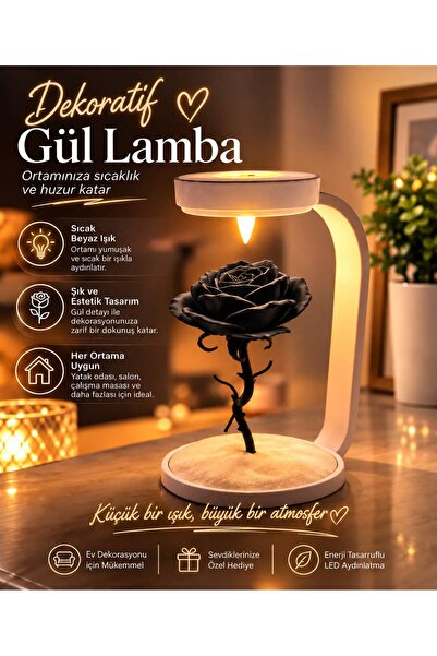 GF3D 3D BASKI SOLMAYAN GÜL MASA LAMBASI-DEKORATİF ROMANTİK GECE LAMBASI-SEVGİ...