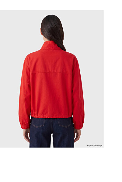 LC Waikiki LCW EVERYDAY Palton roșu oversize pentru femei, cu guler înalt