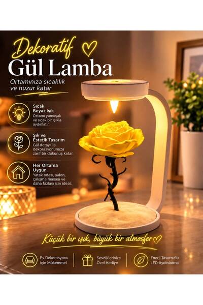GF3D 3D BASKI SOLMAYAN GÜL MASA LAMBASI-DEKORATİF ROMANTİK GECE LAMBASI-SEVGİ...
