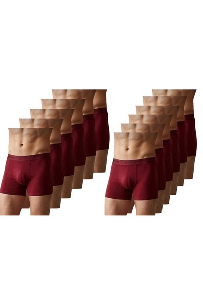 Yıldız Çamaşır 37 Men's Modal Lycra Burgundy Boxer 12 Pieces