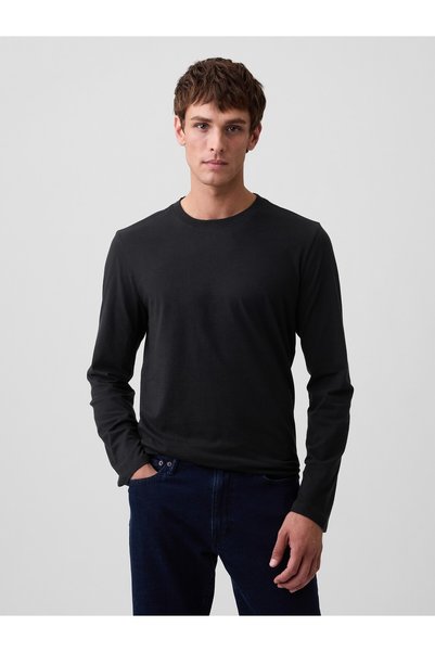 GAP Erkek Siyah Uzun Kollu Everyday Soft T-Shirt