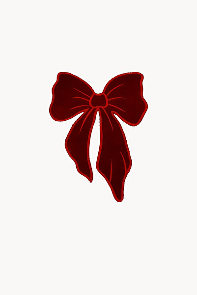decofav Charming Red Velvet Fabric Bow Embroidered Cocktail Napkin 1 Piece