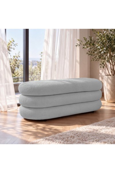 İNARCH DİZAYN Naturis Sandıklı Bench – Depolama Alanlı Modern Puf Açık Gri