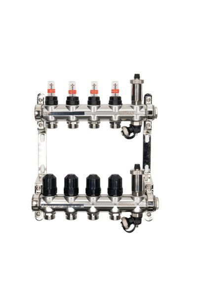 ANTBRO Distribuitor din Inox cu Debitmetru, 4 Cai, 1" x 3/4", Lungime 331 mm,...