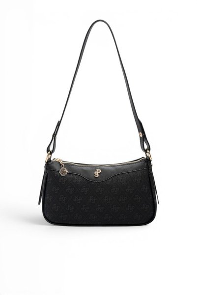 Silver Polo Schwarz - Schwarze Monogramm Damen-Umhängetasche SP1274
