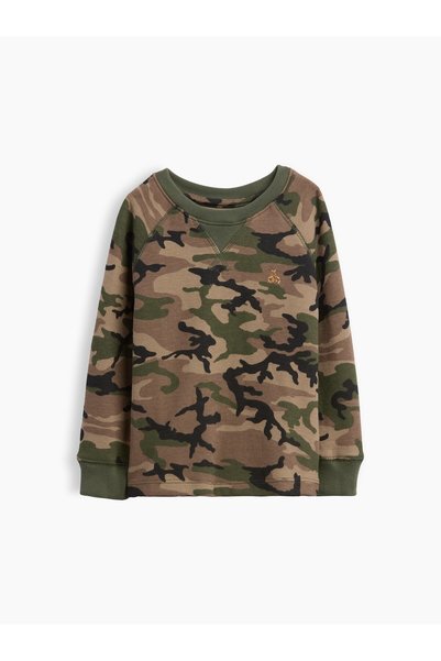 GAP Erkek Bebek Kamuflaj Textured Bisiklet Yaka T-Shirt