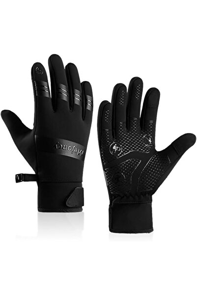 ELEPHANTBOAT Silicone Winter Gloves, Warm Windproof Touchscreen Riding, XL Black