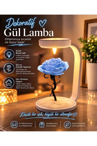 GF3D 3D BASKI SOLMAYAN GÜL MASA LAMBASI-DEKORATİF ROMANTİK GECE LAMBASI-SEVGİ...