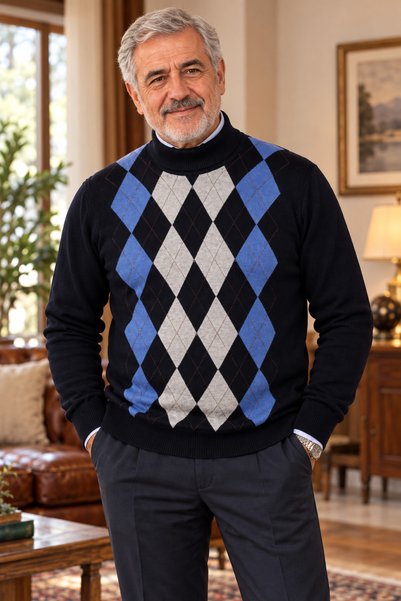Beyome Men's Half Fisherman Patterned Sweater Organic Cotton Knitwear Winter ...