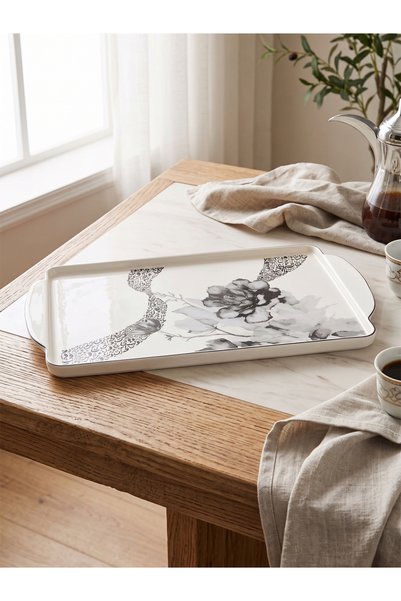 KOZE صينية تقديم مستطيلة بورسلين عظمي فاخر (Bone China) مقاس (47 سم × 28 سم) ...