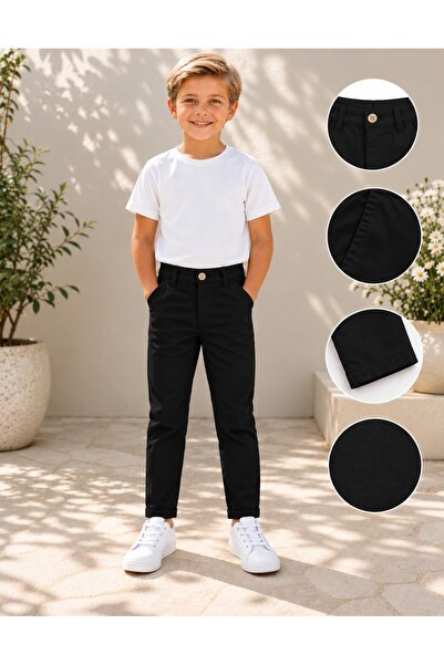 NACAR STYLİSH Unisex Çocuk Gabardin Pantolon Düz Kesim Cepli 23 Nisan 29 Ekim...