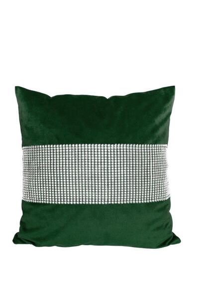Faro Husă de pernă 40x40 cu strasuri, velur verde