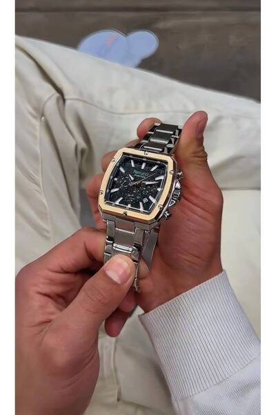 Ferrucci Erkek Kol Saati Function Serisi Gold Bezel Gümüş Çelik Kordon Saat